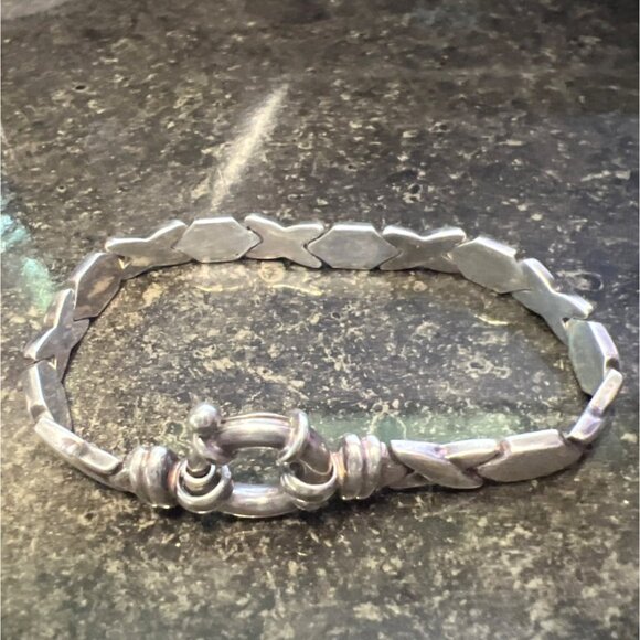 Milor Italy 925 Sterling Silver XO Link Bracelet – 17.3g Hugs & Kisses Design - Picture 3 of 7